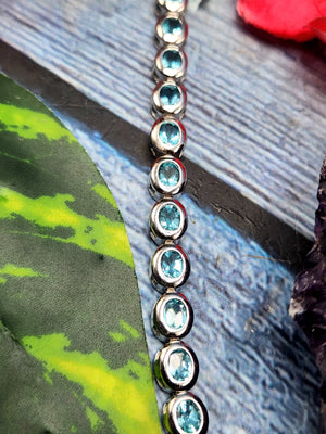 Blue Apatite Bracelet in 925 Silver with Rhodium Plating - A Luminous Tale of Inner Harmony