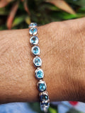 Blue Apatite Bracelet in 925 Silver with Rhodium Plating - A Luminous Tale of Inner Harmony