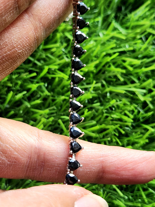 Blue Sapphire Bracelet in 925 Silver with Rhodium Plating - A Regal Symphony of Elegance and Wisdom