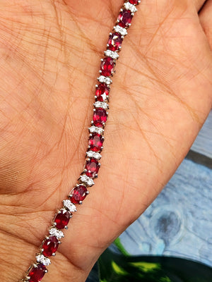 Ruby Bracelet made in 925 Silver with Rhodium Plating - A Timeless Expression of Passion and Elegance