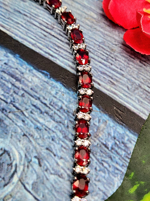 Ruby Bracelet made in 925 Silver with Rhodium Plating - A Timeless Expression of Passion and Elegance