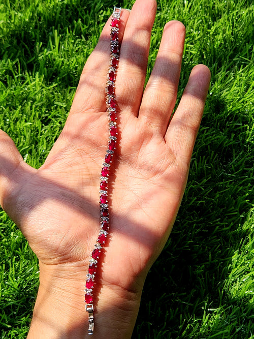 Ruby Bracelet made in 925 Silver with Rhodium Plating - A Timeless Expression of Passion and Elegance