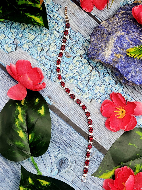 Ruby Bracelet made in 925 Silver with Rhodium Plating - A Timeless Expression of Passion and Elegance