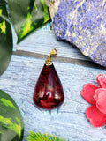 Red Amber Pendant in Rhodium Plated 925 Silver - A Symbol of Wellness and Affection