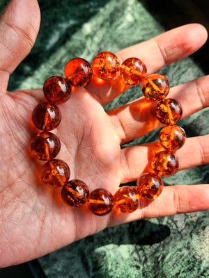 Natural Amber Bracelet - Embracing Wellness and Warmth in 13 mm Beads