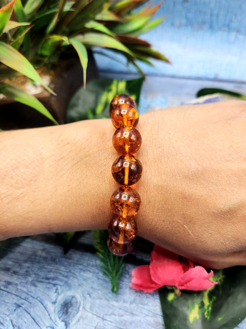 Natural Amber Bracelet - Embracing Wellness and Warmth in 13 mm Beads