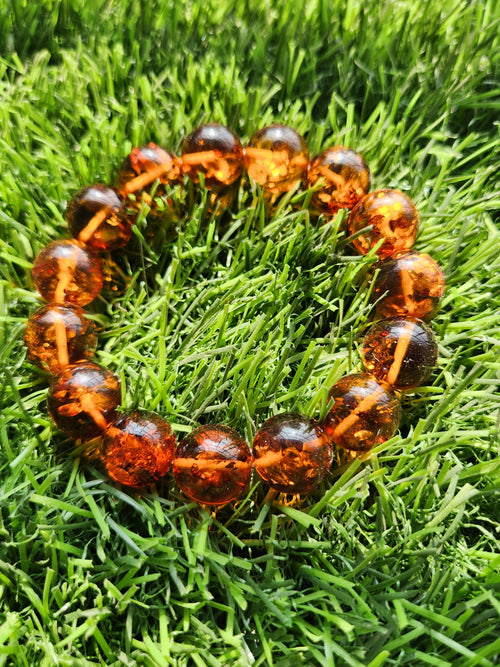 Natural Amber Bracelet - Embracing Wellness and Warmth in 13 mm Beads