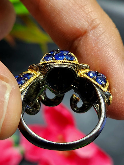 Ruby and blue sapphire ring discount