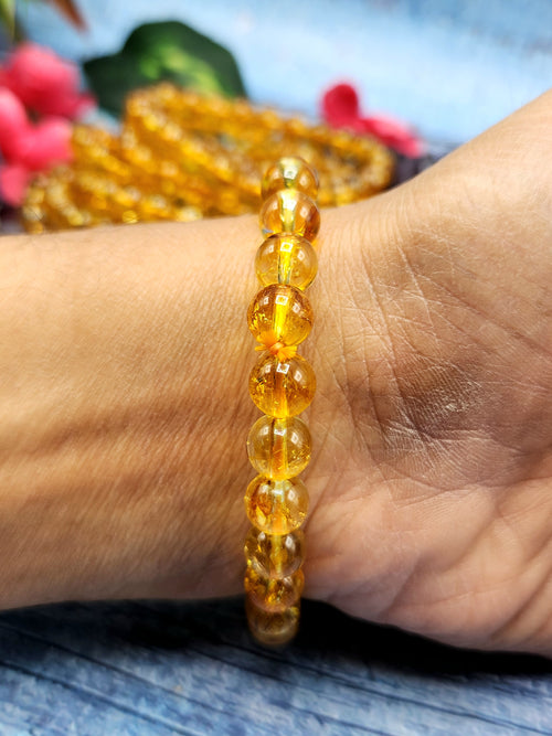 Dark Citrine Bracelet with 8mm Beads - A Radiant Path to Abundance and Joy | ONE PIECE ONLY