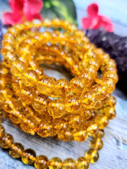Dark Citrine Bracelet with 8mm Beads - A Radiant Path to Abundance and Joy | ONE PIECE ONLY