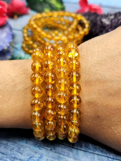 Dark Citrine Bracelet with 8mm Beads - A Radiant Path to Abundance and Joy | ONE PIECE ONLY