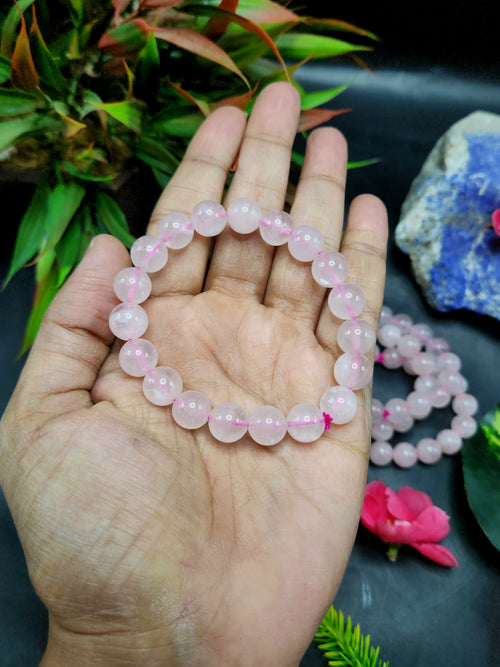 Rose Quartz Bracelet with 10 mm Beads - The Embodiment of Love and Serenity | ONE PIECE ONLY
