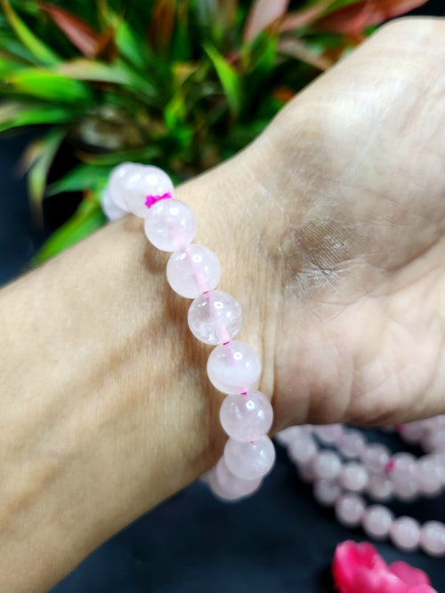 Rose Quartz Bracelet with 10 mm Beads - The Embodiment of Love and Serenity | ONE PIECE ONLY