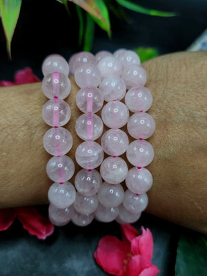 Rose Quartz Bracelet with 10 mm Beads - The Embodiment of Love and Serenity