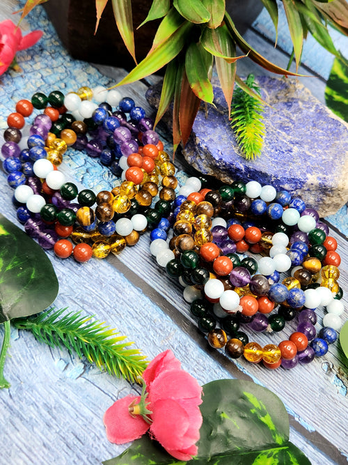 7 Chakra Bracelet with 8mm Beads - A Harmonious Journey to Balance and Enlightenment | ONE PIECE ONLY