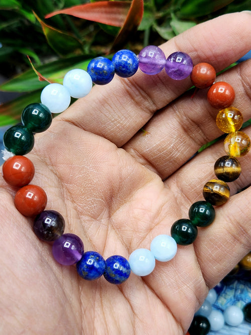 7 Chakra Bracelet with 8mm Beads - A Harmonious Journey to Balance and Enlightenment | ONE PIECE ONLY
