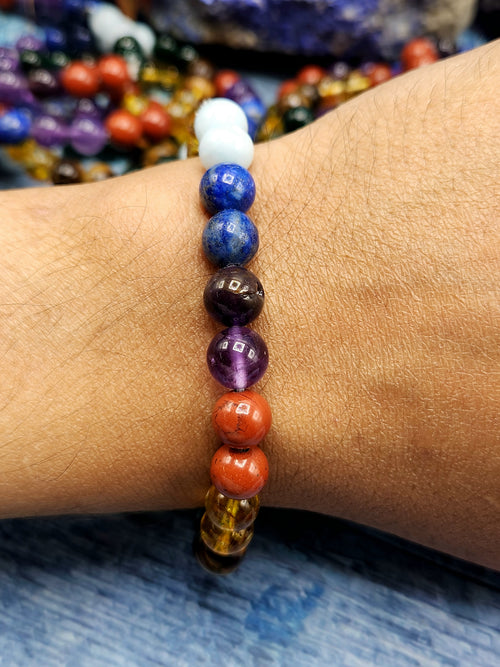 7 Chakra Bracelet with 8mm Beads - A Harmonious Journey to Balance and Enlightenment | ONE PIECE ONLY