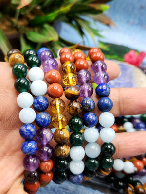 7 Chakra Bracelet with 8mm Beads - A Harmonious Journey to Balance and Enlightenment | ONE PIECE ONLY