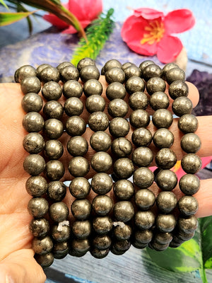 Pyrite Bracelet - Harnessing Vitality and Empowerment with the 8mm Bead Bracelet | ONE PIECE ONLY