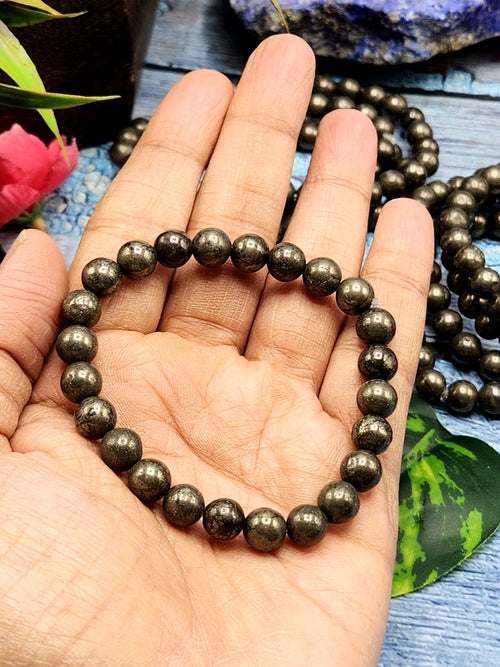 Pyrite Bracelet - Harnessing Vitality and Empowerment with the 8mm Bead Bracelet