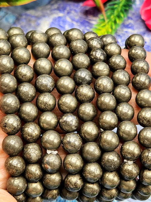 Pyrite Bracelet - Harnessing Vitality and Empowerment with the 8mm Bead Bracelet | ONE PIECE ONLY