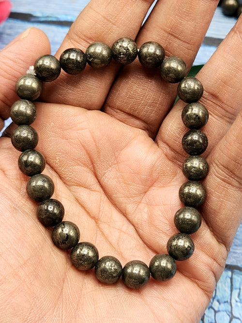 Pyrite Bracelet - Harnessing Vitality and Empowerment with the 8mm Bead Bracelet