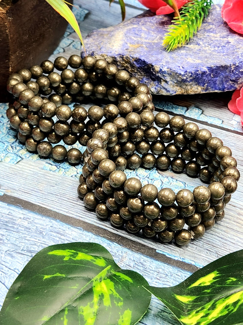 Pyrite Bracelet - Harnessing Vitality and Empowerment with the 8mm Bead Bracelet | ONE PIECE ONLY