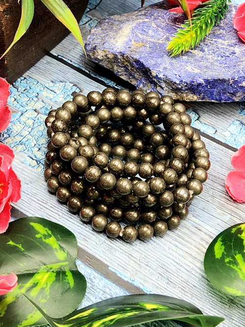 Pyrite Bracelet - Harnessing Vitality and Empowerment with the 8mm Bead Bracelet | ONE PIECE ONLY