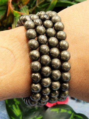 Pyrite Bracelet - Harnessing Vitality and Empowerment with the 8mm Bead Bracelet | ONE PIECE ONLY