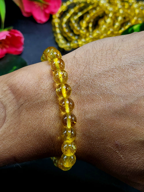 Light Citrine Bead Bracelet - Radiating Joy, Abundance, and Positive Energy in Crystal Healing | ONE PIECE ONLY
