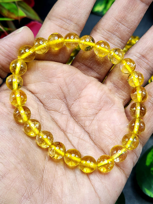 Light Citrine Bead Bracelet - Radiating Joy, Abundance, and Positive Energy in Crystal Healing | ONE PIECE ONLY
