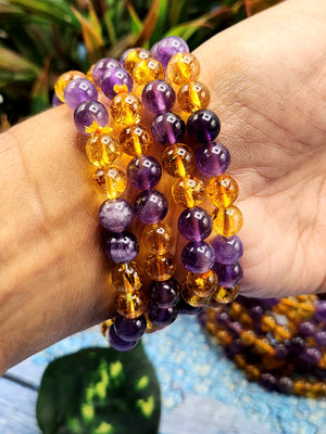 Citrine and Amethyst Bracelet - A Harmonious Fusion of Abundance and Spiritual Balance in Gemstone Harmony