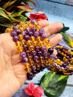 Citrine and Amethyst Bracelet - A Harmonious Fusion of Abundance and Spiritual Balance in Gemstone Harmony