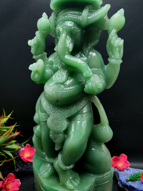 Ganesha Standing Idol in Australian Green Aventurine - The Radiant Guardian | Ganapati statue | Home Decor | Ganesh Murti | gift a ganesha