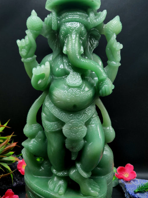 Ganesha Standing Idol in Australian Green Aventurine - The Radiant Guardian | Ganapati statue | Home Decor | Ganesh Murti | gift a ganesha