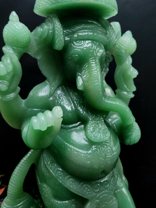 Ganesha Standing Idol in Australian Green Aventurine - The Radiant Guardian | Ganapati statue | Home Decor | Ganesh Murti | gift a ganesha