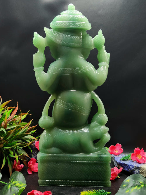 Ganesha Standing Idol in Australian Green Aventurine - The Radiant Guardian | Ganapati statue | Home Decor | Ganesh Murti | gift a ganesha