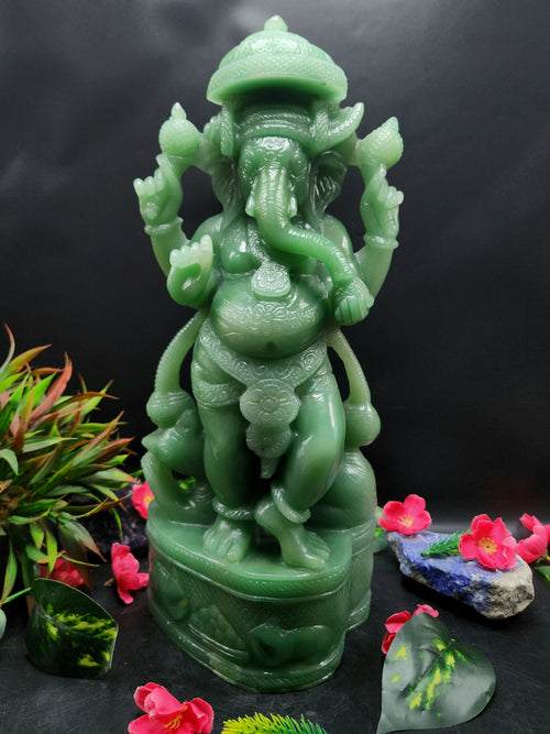 Ganesha Standing Idol in Australian Green Aventurine - The Radiant Guardian | Ganapati statue | Home Decor | Ganesh Murti | gift a ganesha