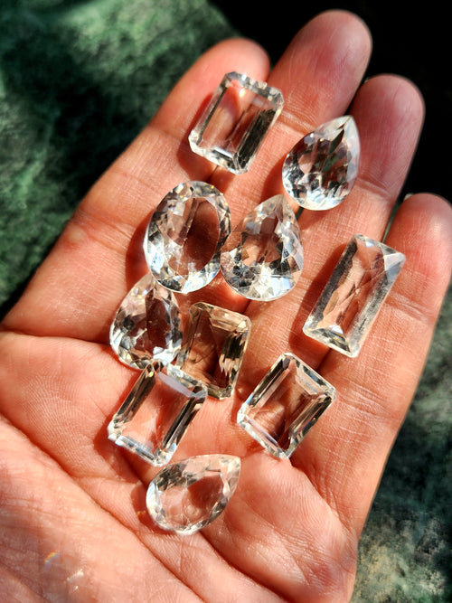 Clear Quartz Faceted Gemstones - The Luminescent Symphony of Purity and Amplified Energy - Loose Gemstones | Lot of 9 units
