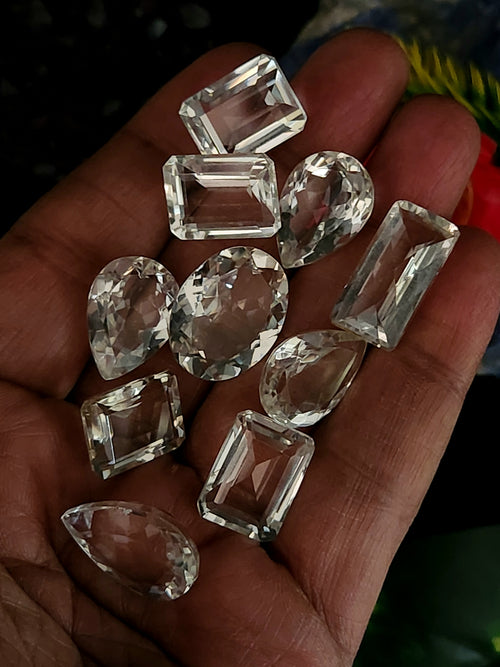Clear Quartz Faceted Gemstones - The Luminescent Symphony of Purity and Amplified Energy - Loose Gemstones | Lot of 9 units