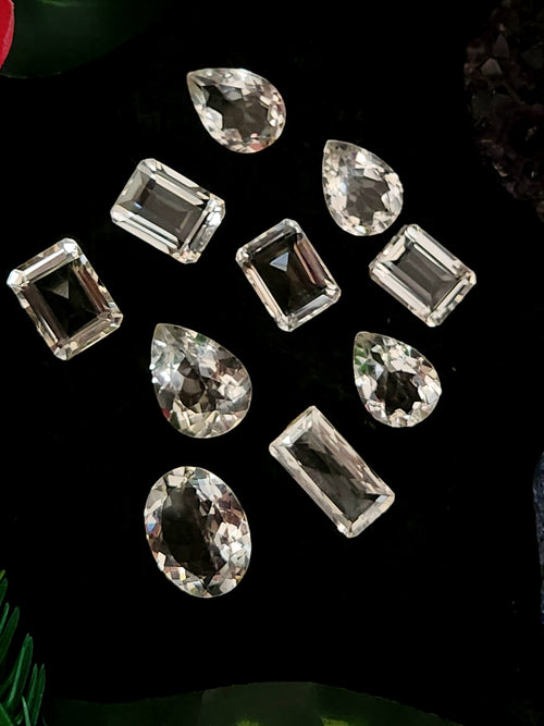 Clear Quartz Faceted Gemstones - The Luminescent Symphony of Purity and Amplified Energy - Loose Gemstones | Lot of 9 units