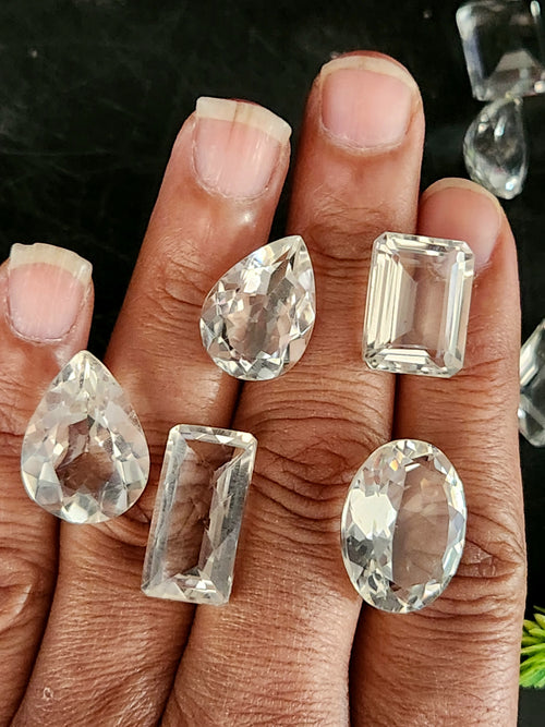 Clear Quartz Faceted Gemstones - The Luminescent Symphony of Purity and Amplified Energy - Loose Gemstones | Lot of 9 units