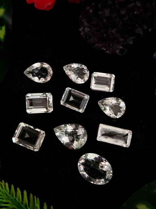 Clear Quartz Faceted Gemstones - The Luminescent Symphony of Purity and Amplified Energy - Loose Gemstones | Lot of 9 units