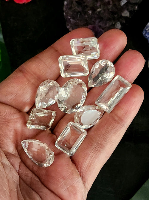 Clear Quartz Faceted Gemstones - The Luminescent Symphony of Purity and Amplified Energy - Loose Gemstones | Lot of 9 units
