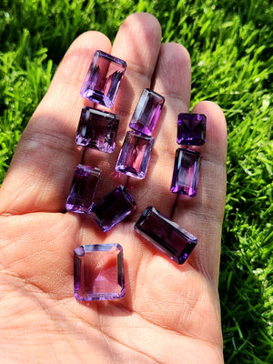 Amethyst Faceted Gemstones - Embracing Wisdom and Tranquility in Rectangular Facets - Loose Gemstones | Lot of 10 units