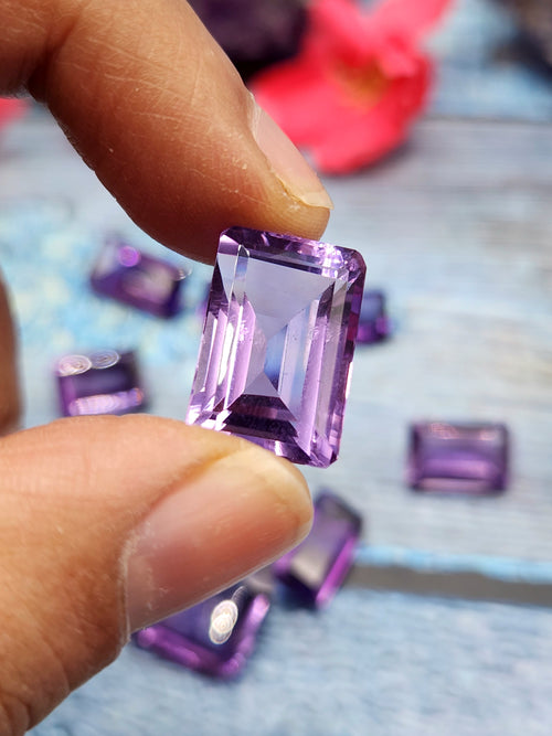 Amethyst Faceted Gemstones - Embracing Wisdom and Tranquility in Rectangular Facets - Loose Gemstones | Lot of 10 units