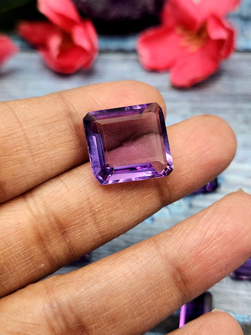 Amethyst Faceted Gemstones - Embracing Wisdom and Tranquility in Rectangular Facets - Loose Gemstones | Lot of 10 units