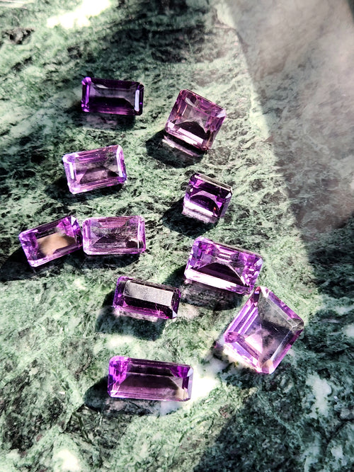 Amethyst Faceted Gemstones - Embracing Wisdom and Tranquility in Rectangular Facets - Loose Gemstones | Lot of 10 units