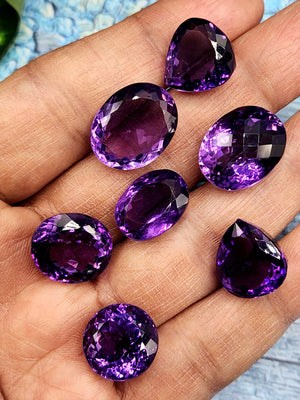 Amethyst Faceted Mix-Shaped Loose Gemstone - Mystical Majesty - Lot of 7 units