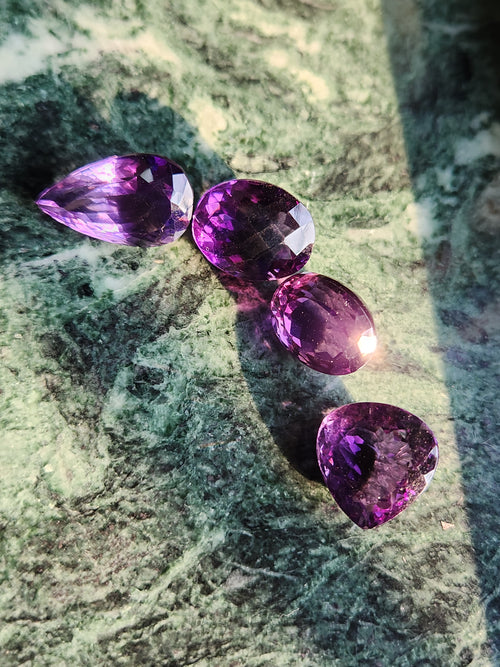 Amethyst Faceted Mix-Shaped Loose Gemstones - Regal Radiance - Lot of 4 units